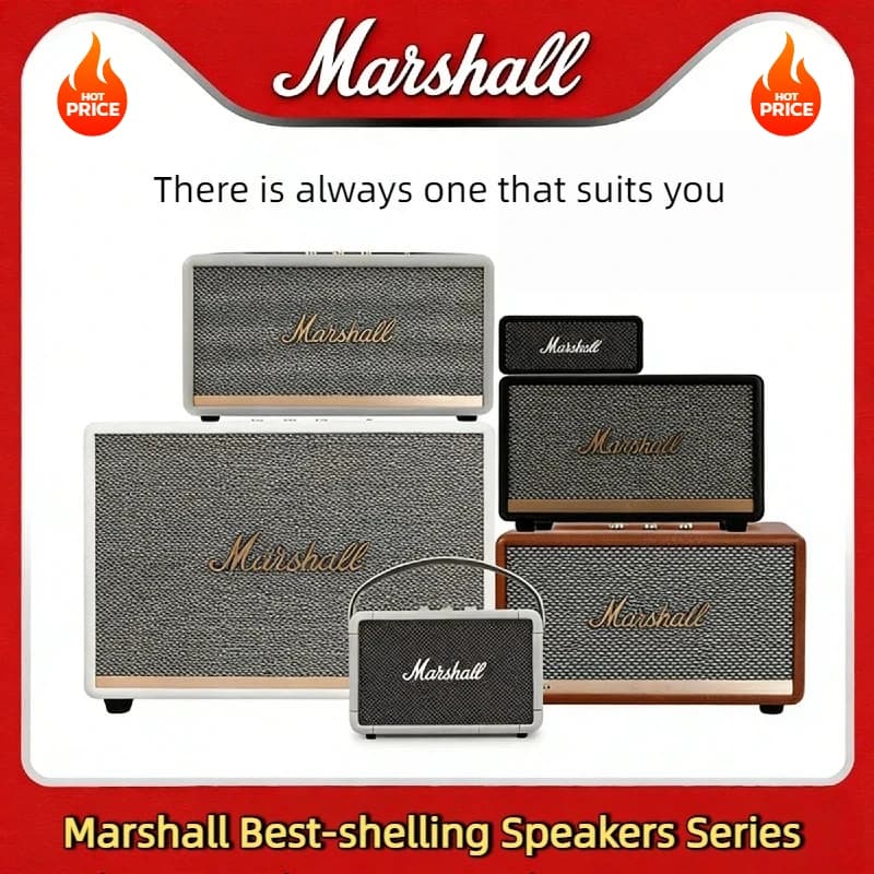 Marshall Portable Wireless Speaker Series Deep Bass Subwoofer IPX4 Waterproof Bluetooth 5.0 20H Outdoor Travel Rock Sound HOT