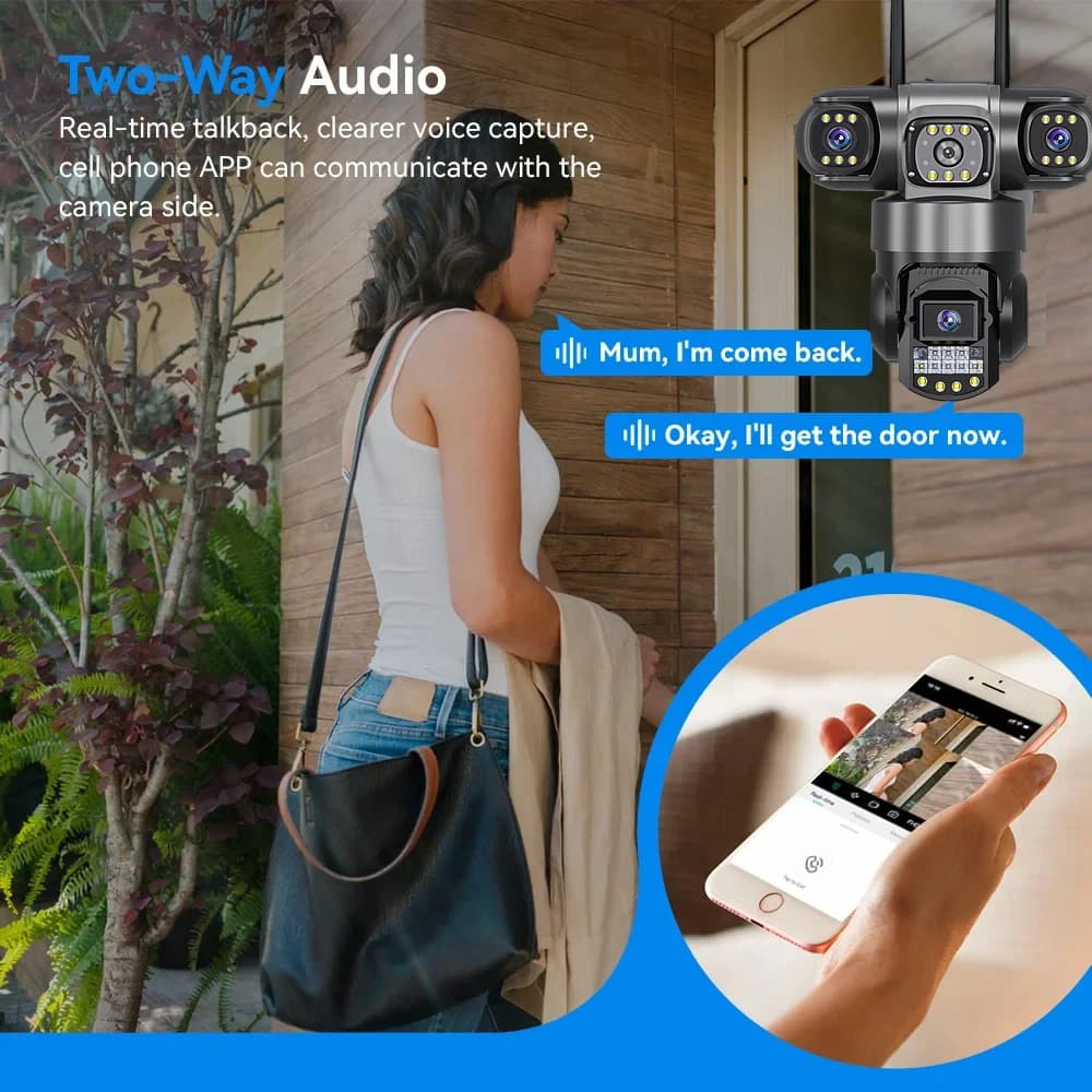 في 380 برو كاميرا IP واي فاي خارجية 12 ميجابكسل 6K عدسات ثلاثية شاشات ثلاثية مراقبة فيديو أمنية رؤية ليلية مقاومة للماء كاميرات CCTV - 3