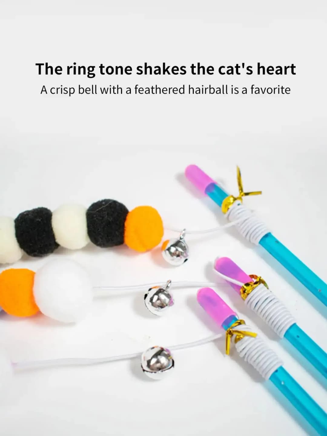 1 قطعة جديدة من خيط مرن تقليد الفراء حشرة مضحكة عصا القطط مناسبة للقطط - 5