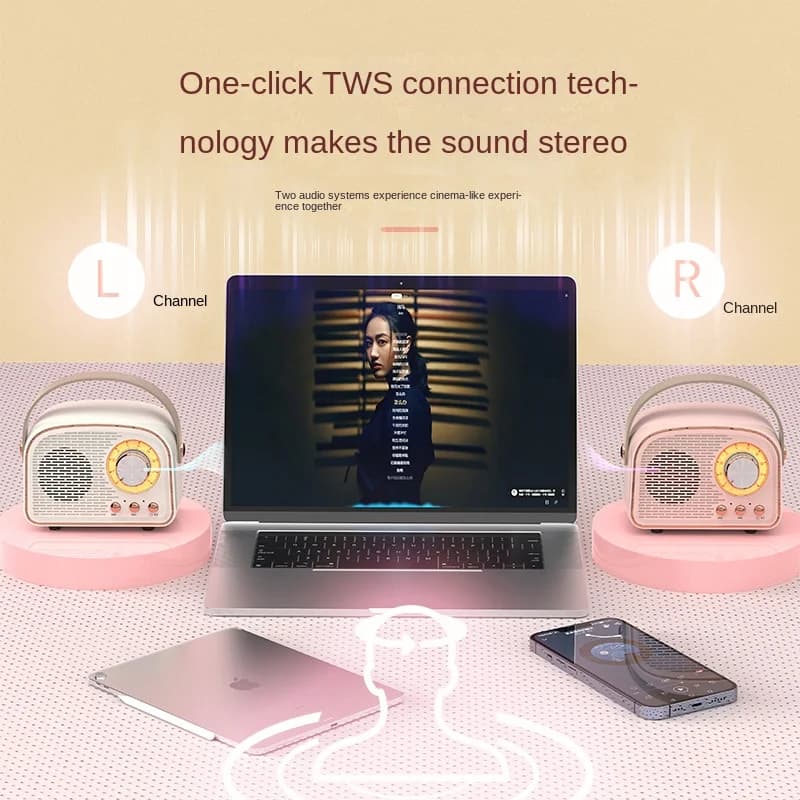 Retro Mini Bluetooth Speaker DW21 Classical Music Player Sound Stereo Subwoofer Portable Decoration Speakers Home Music Player - 5