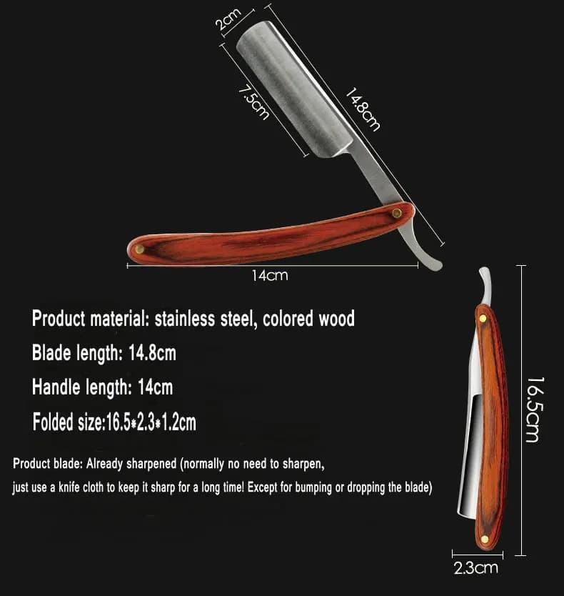 شفرة حلاقة مستقيمة فاخرة من الفولاذ المقاوم للصدأ: حادة، قابلة للطي، شفرة حلاقة يدوية احترافية لدقة حلاقة اللحية - 2