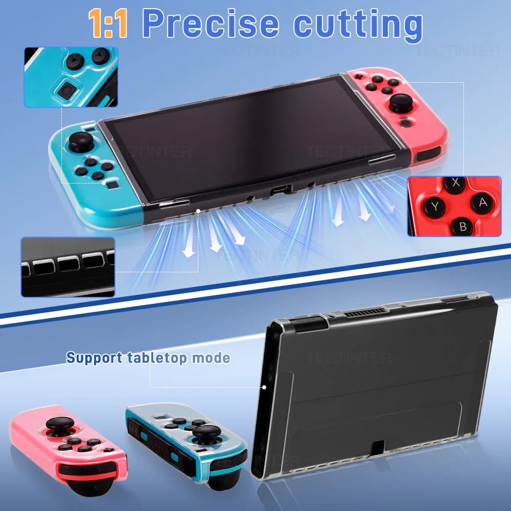 غطاء حماية TPU لجهاز Nintendo Switch Oled، غطاء واقي مقسم، إطار شفاف، إكسسوارات حماية لجهاز الألعاب - 6