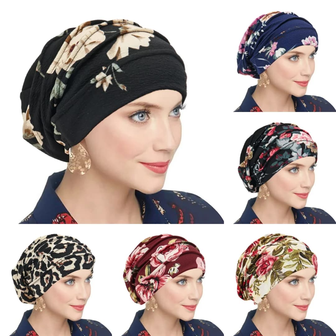 Trendy Printed Flower Cap Night Sleeping Cap Muslim Women Hijab Leopard Bonnet Ladies Headscarf Convenient Hat Wrap