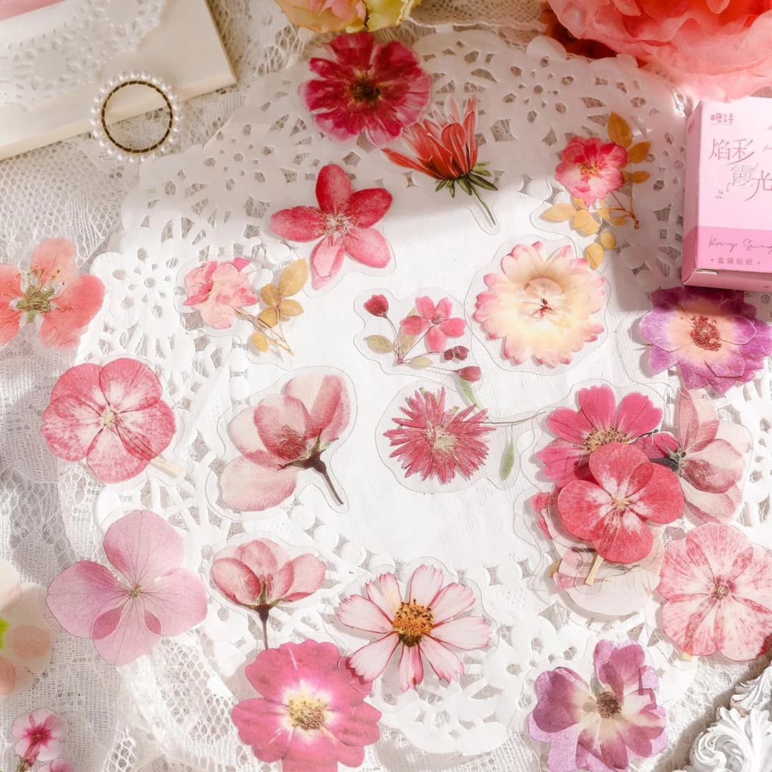 45 قطعة لغة الزهور Kawaii PET المجلات ملصق مجموعة للهدايا التعبئة سكرابوكينغ ألبوم مخطط مجلة الفنون Craft بها بنفسك الحرفية