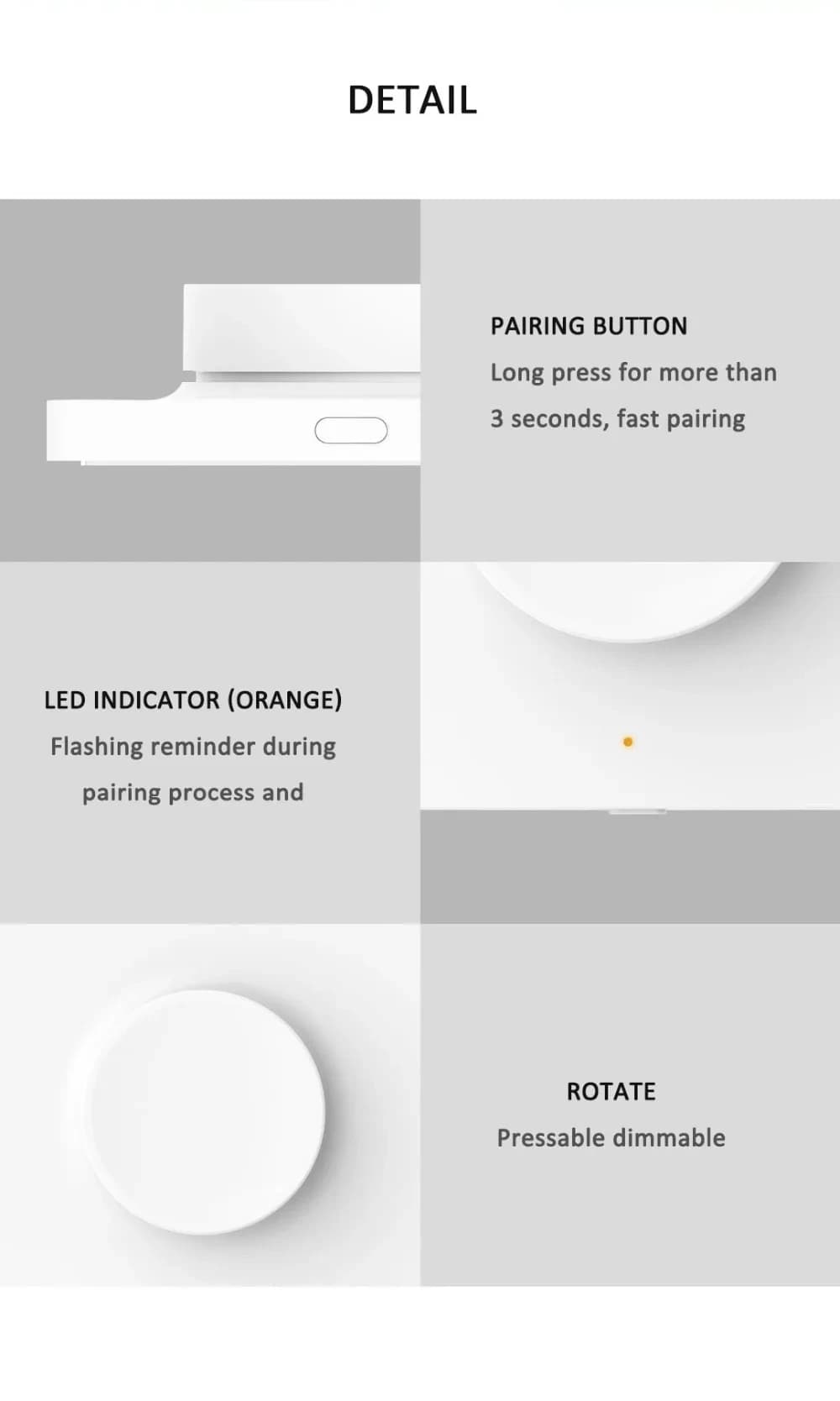 YEELIGHT wireless smart dimmer switch Sticker wall version the smart switch Bluetooth remote control is suitable For Mi Home - 6