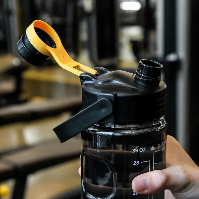 زجاجة ماء رياضية LUSQI 1.5L/2L/3L سعة كبيرة كوب بلاستيك مقاوم للتسرب مع قشة وعلامة وقت للمنزل والرياضة الخارجية - 5