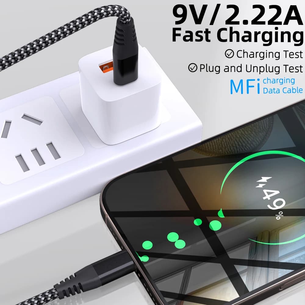 1PC 2PCS Type C to Lightning Fast Charging Data Cable MFI Certified 20W Nylon Braided Cable for iPhone14 14Pro 14Plus 13 12 11 X - 6