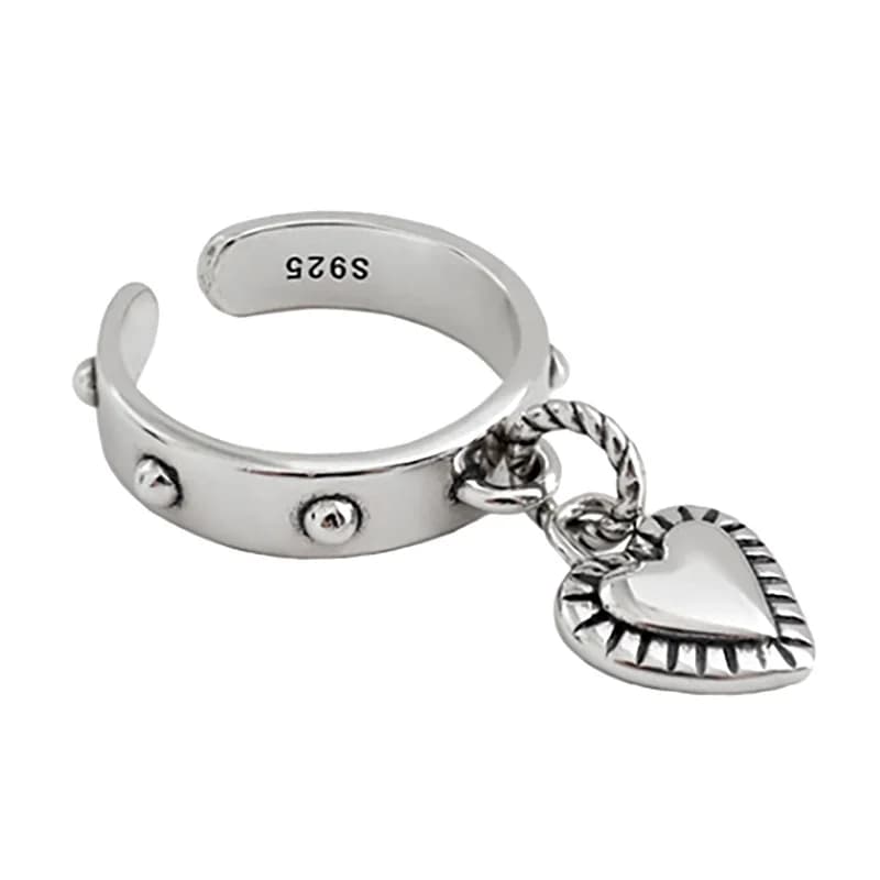 925 Sterling Silver Heart Pendant ​Adjustable Rings For Women Wedding Luxury Jewelry Wholesale  and - 5