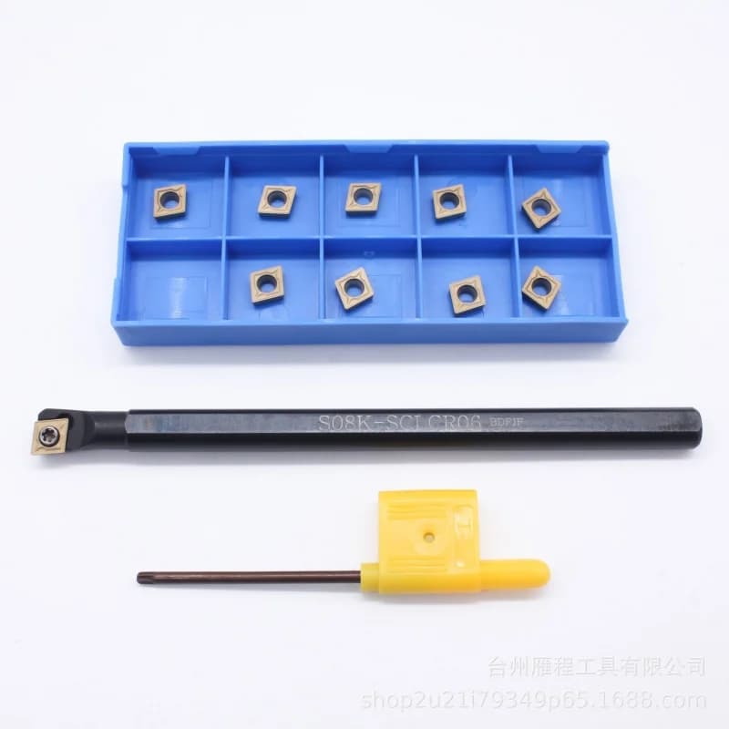 Turning Tools Lathe Boring Bar 8mm S08K-SCLCR06 With 10pcs CCMT060204-HM Inserts And T8 Wrench For Semi-finishing And Finishing - 2