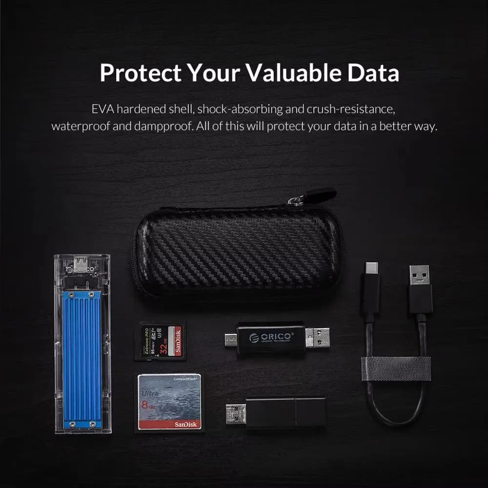 ORICO for External M.2 Hard Drive/Earphone/Data Line HDD Case Black M.2 Hard Disk Case EVA Portable HDD Storage Protection Bag - 3