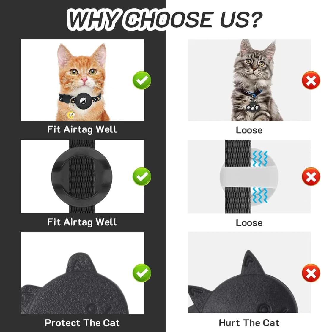 طوق الحيوانات الأليفة من Apple Tag مع حامل AirTag وزخرفة القمر لطوق القطط والبنات والأولاد والقطط، وإكسسوارات طوق الكلاب الصغيرة - 4