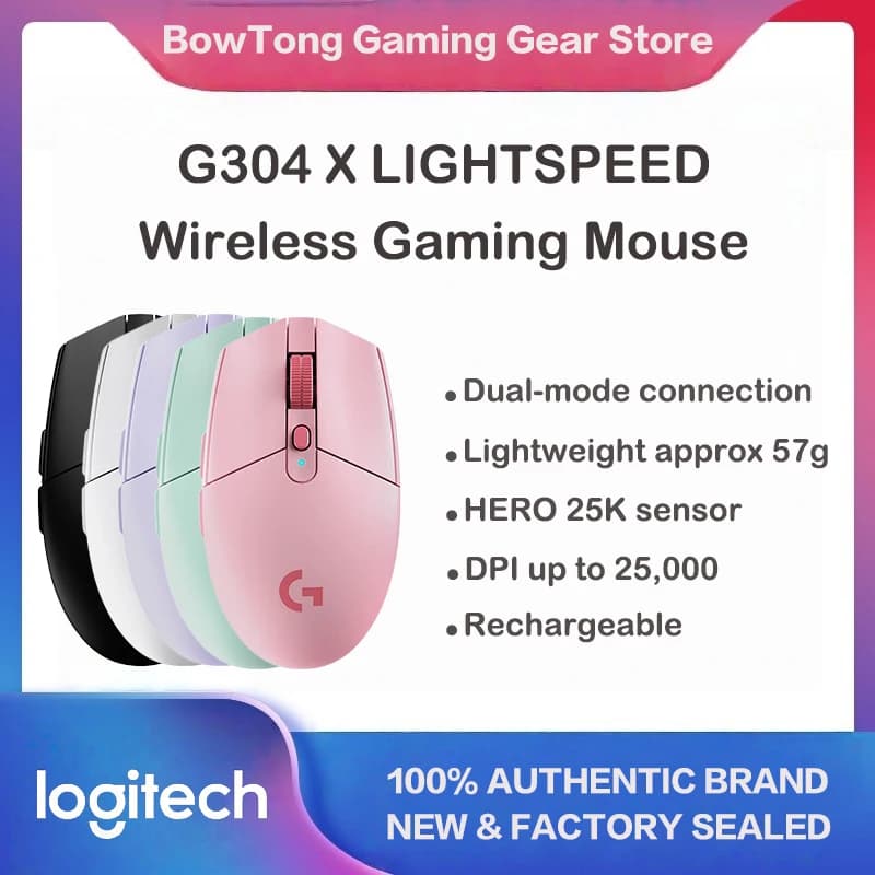 ماوس الألعاب اللاسلكي Logitech G304X، 57 جرام، وضع مزدوج، 6 أزرار قابلة للبرمجة، عمر بطارية طويل لألعاب FPS مثل Valorant وLOL