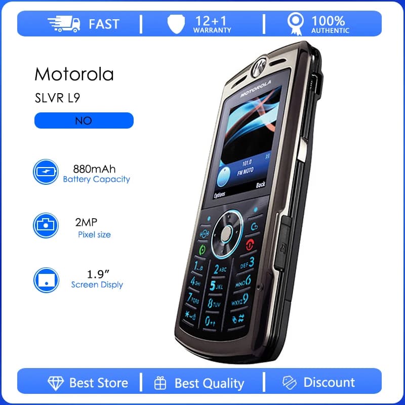 Refurbished Motorola SLVR L9 L72 Original L9 L72 Detachable Battery 880mAh Cell Phone Wholesale Free shipping