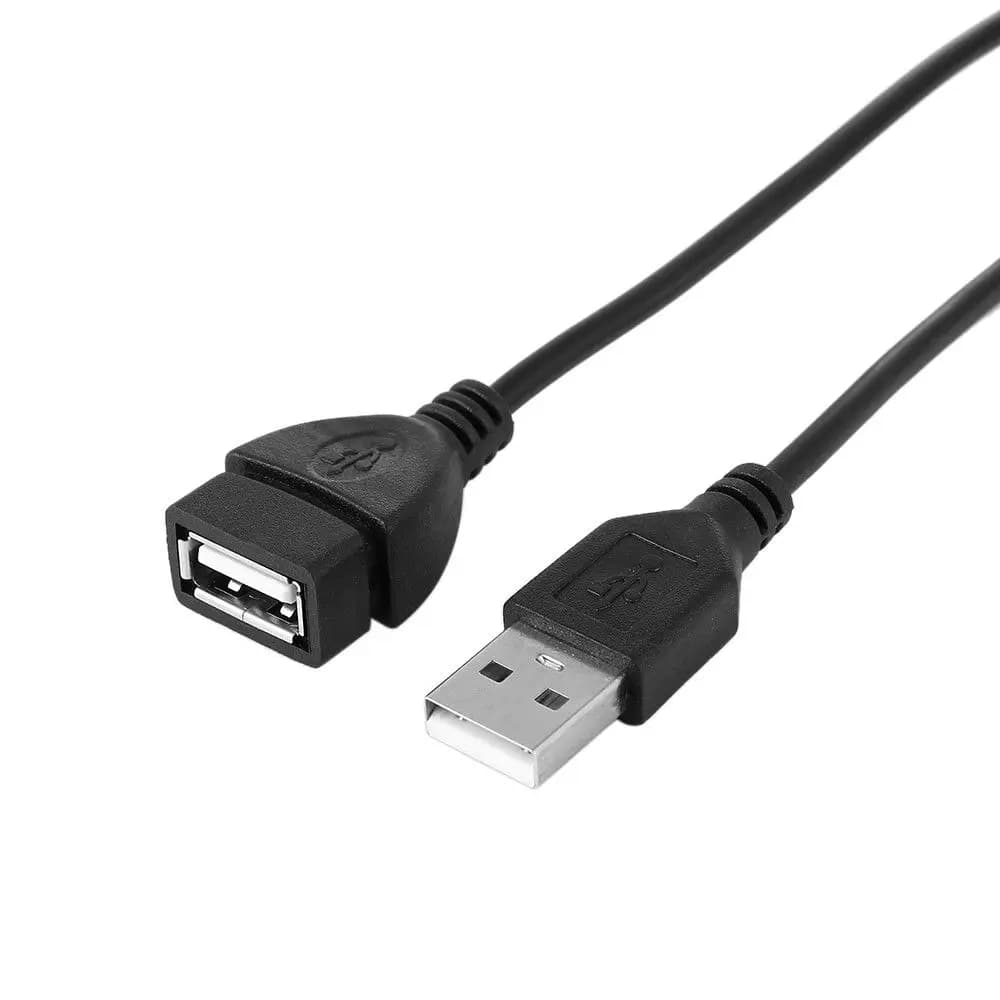 سلك شاحن USB 2.0 أسود، كابل تمديد شحن ومزامنة بيانات من ذكر إلى أنثى، أطوال 0.6م و1م و1.5م و3م و5م - 2