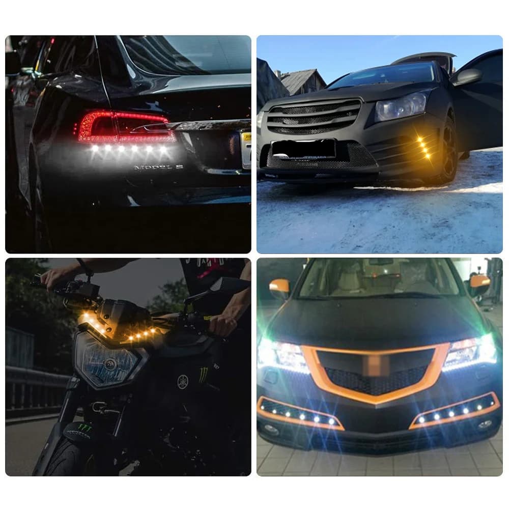 1 قطعة أضواء النهار الجري لسيارة 12 فولت DRL هوك لمبة مستديرة شاحنة مزدوجة فلاش الفرامل مصباح إشارة دراجة نارية اكسسوارات 2025 - 3