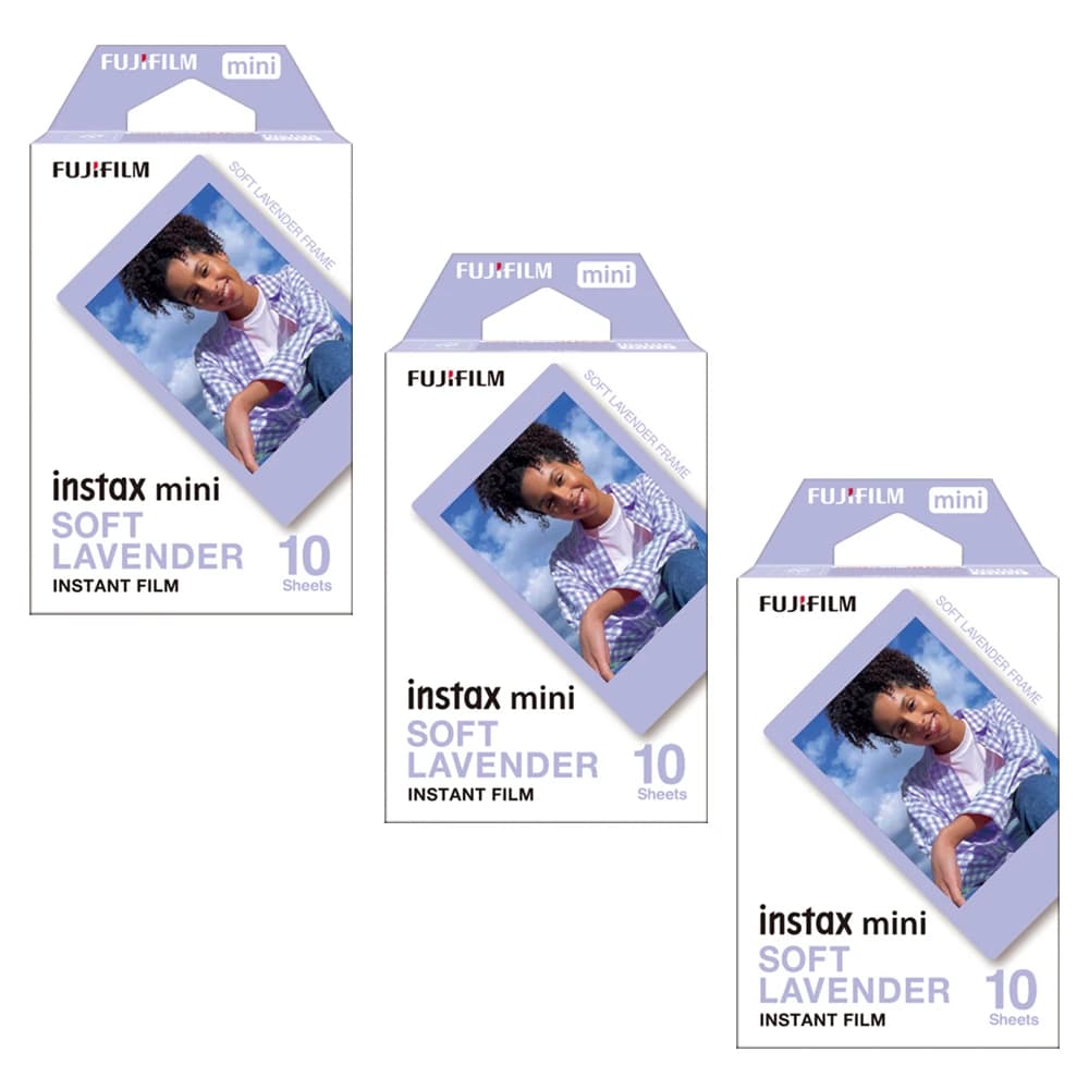 10-50 ورقة من فيلم Fujifilm Instax Mini الملون، فيلم لافندر ناعم، لكاميرا Fuji Mini مقاس 3 بوصات، طرازات 12 و11 و8 و9 و7s و40 و41 و25 و26 و70 Evo - 2