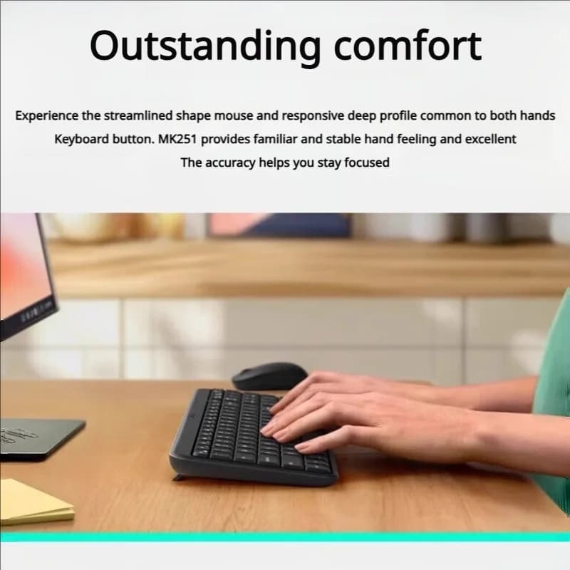 Logitech MK251 Wireless Keyboard & Mouse Combo, Home & Office Kit for Desktop Laptop PC - 4