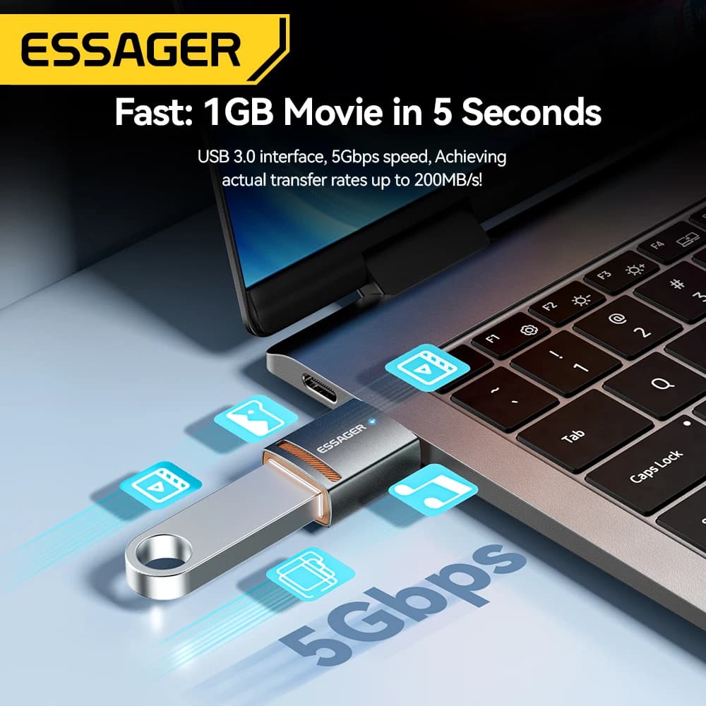 Essager USB3.0 OTG Adapter Type-C USB-A Micro Female to USB Micro iP Type-C Male Converter For Macbook Xiaomi iPhone OTG Adapter - 6