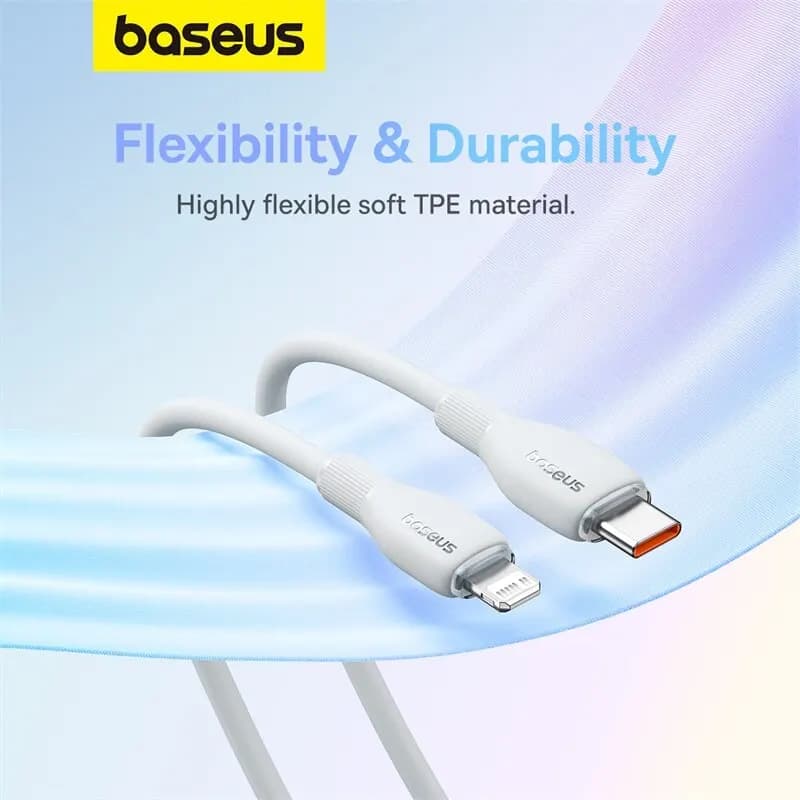 كابل Baseus TPE بقوة 20 واط USB C لهاتف iPhone 14 و13 و12 و11 Pro Max وXS كابل شحن سريع Type C إلى Lightning سلك بيانات لجهاز iPad وMacbook - 4