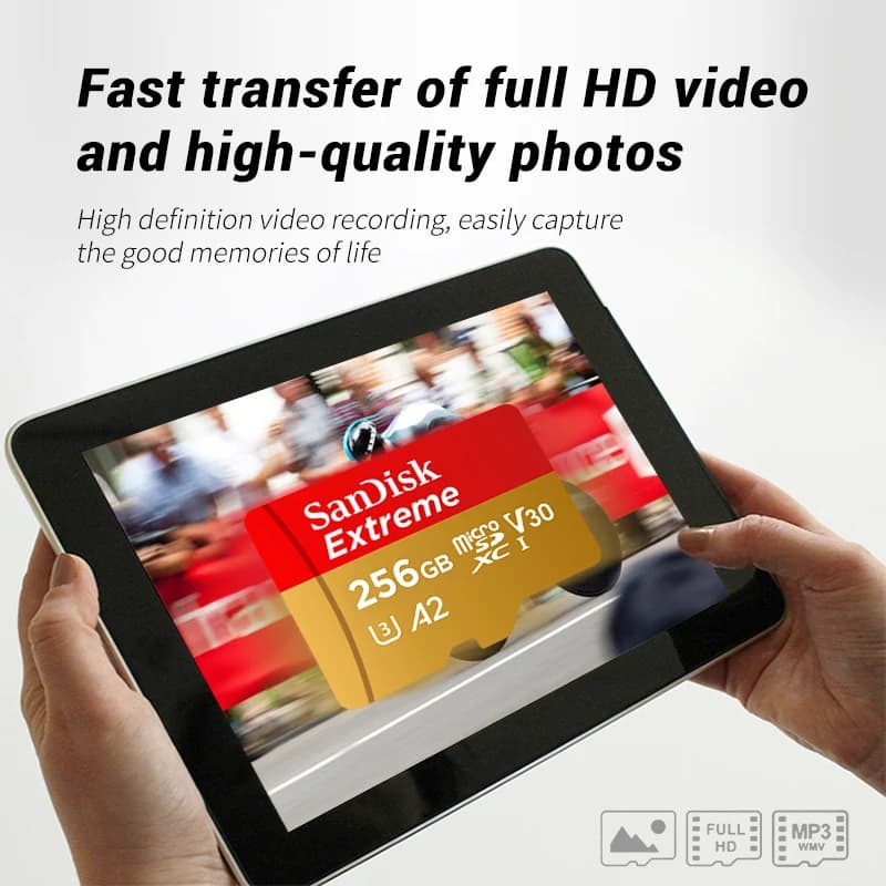 SanDisk Extreme MicroSDXC UHS-I CARD V30 A2 Memory Card 32GB 64GB 128GB 256GB 512GB 1TB Micro SD Card Max 190Mb/s Flash TF Card - 3