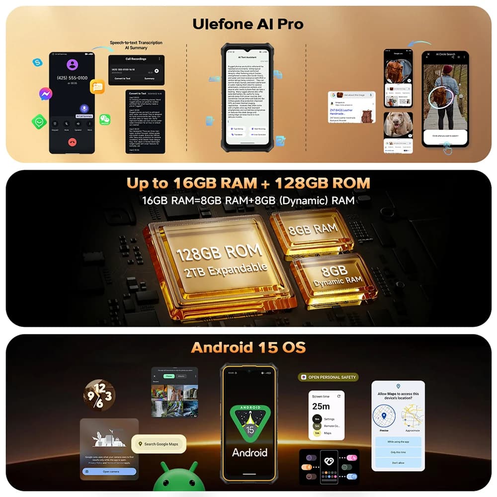【World Premiere】Ulefone RugKing 3 Pro Rugged Phone 6.56" 120Hz 5700mAh  Android 15 Up to 16GB RAM，128GB ROM  NFC 4G  Global - 4