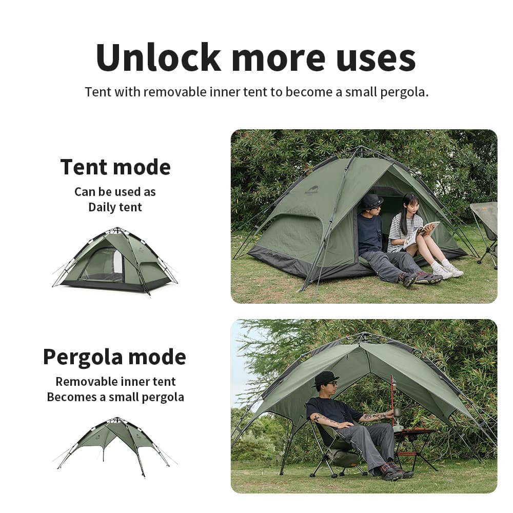 Naturehike Camping Automatic Tent One Touch Waterproof Roof Top Tents Double Door 3 Person Tent Outdoor Beach Fish Shelter Tent - 2