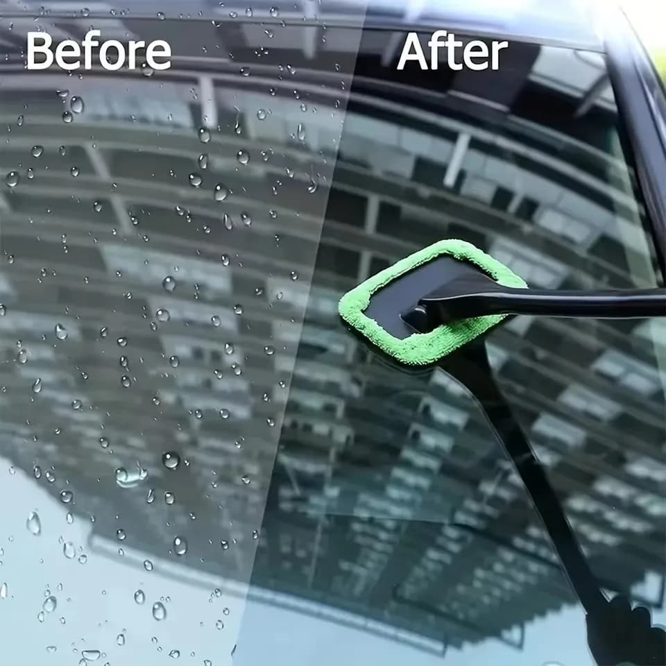 Car Window Cleaner Brush Kit Windshield Cleaning Wash Tool Inside Interior Auto Glass Wiper with Long Handle Car Accessories - 3