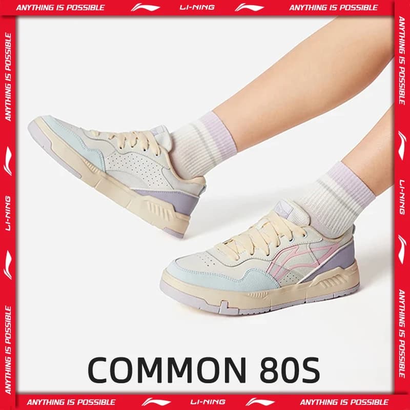 Li-Ning Women's COMMON 80S Lifestyle Shoes DUAL CUSHION Comfortable Rebound Soft Wearable LiNing Classic Casual Sneakers AGCV208