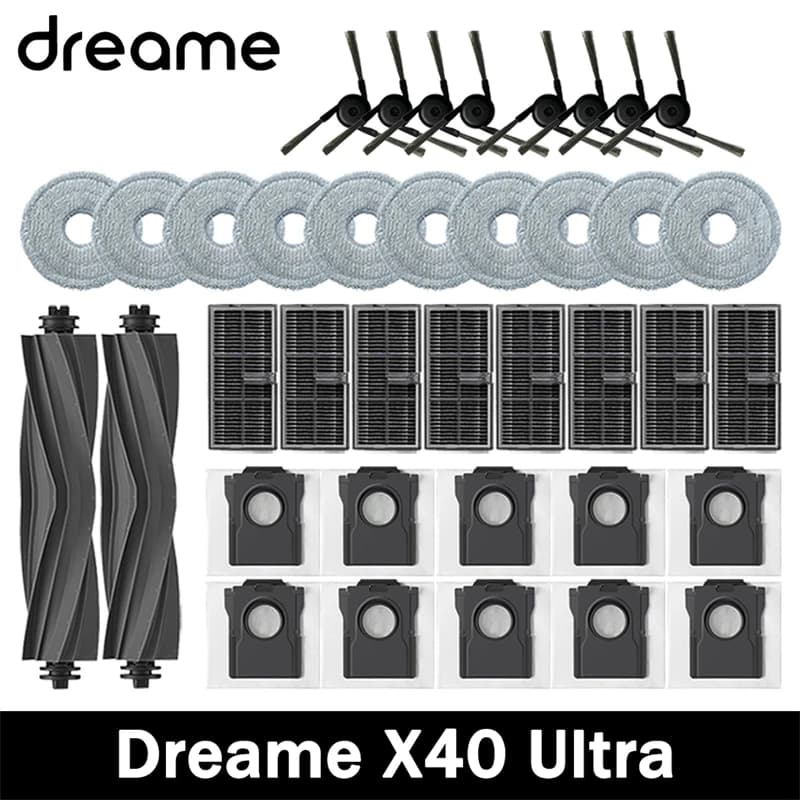 Dreame X40 Ultra / X40 Pro  Robot Vacuum Cleaner Accessories Main Side Brush Mop Cloth Hepa Filter Dust Bag Spare Parts