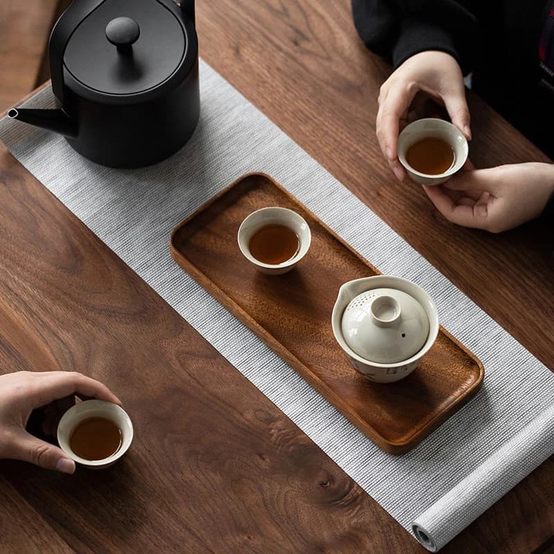 Solid Wood Round Dessert Plate Japanese-style Wooden Coffee Wooden Tray Snack Dried Fruit Plate Oval Tea Tray Kitchen Supplies - 4