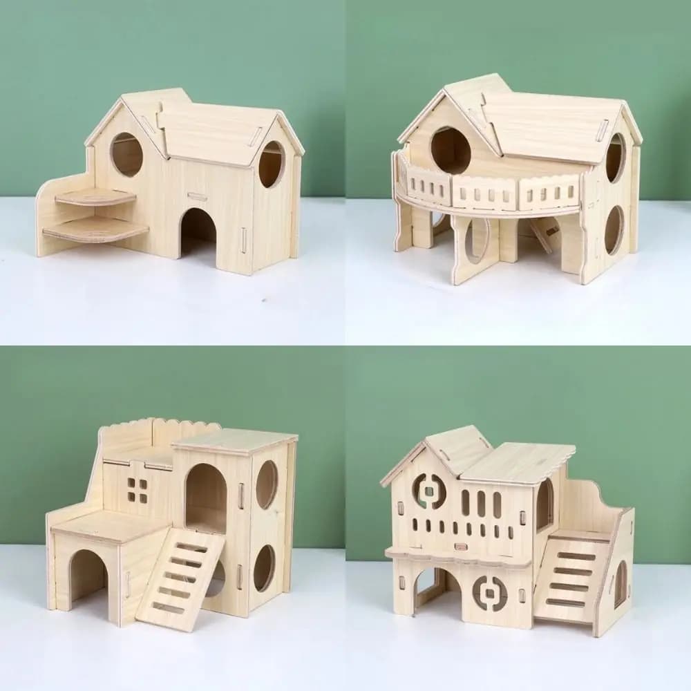 New Wooden Hamster Villa Chewable Easy to Install Platform House Durable Cage Accessories Hamster Climb Pet Supplies - 4
