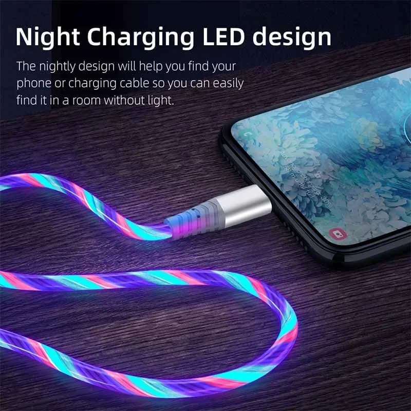 شحن سريع بيانات الحبل تدفق مضيئة USB نوع C كابل 5A كابل شحن سريع متوهجة كابل LED لسامسونج Xiaomi آيفون مايكرو - 4