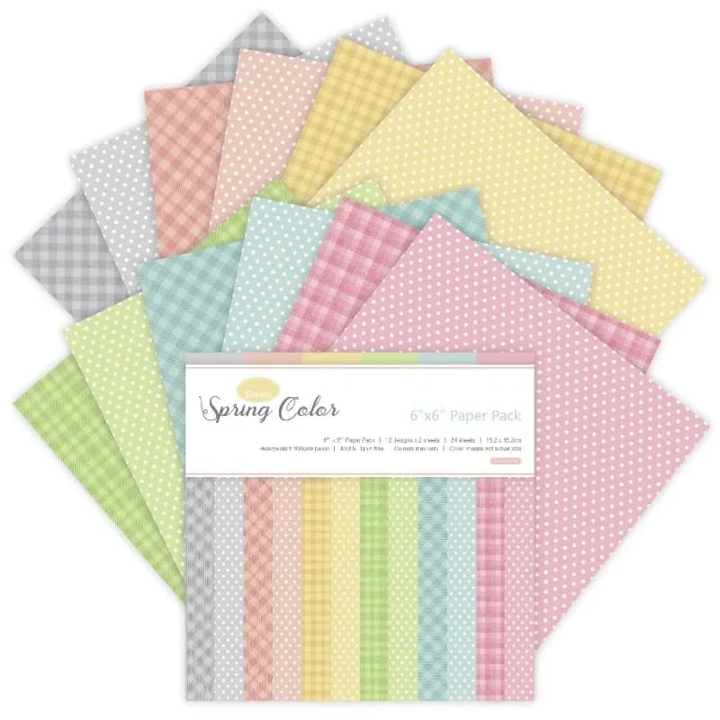 12 Sheets Pastel Spring Craft Paper Pack for Scrapbooking Card Making DIY Origami Background Paper with Cutting Dies - 2