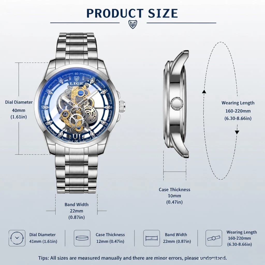2026 LIGE Men Watch Skeleton Automatic Quartz Watch Gold Skeleton Vintage Man Watch Mens Watches Top Brand Luxury часы мужские - 3