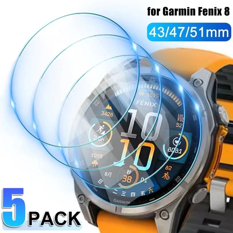 5pcs/lot Tempered Glass Watch For Garmin Fenix 8 43mm/47mm/51mm Screen Protector Film For FenixE 47mm Solar Smart Watch