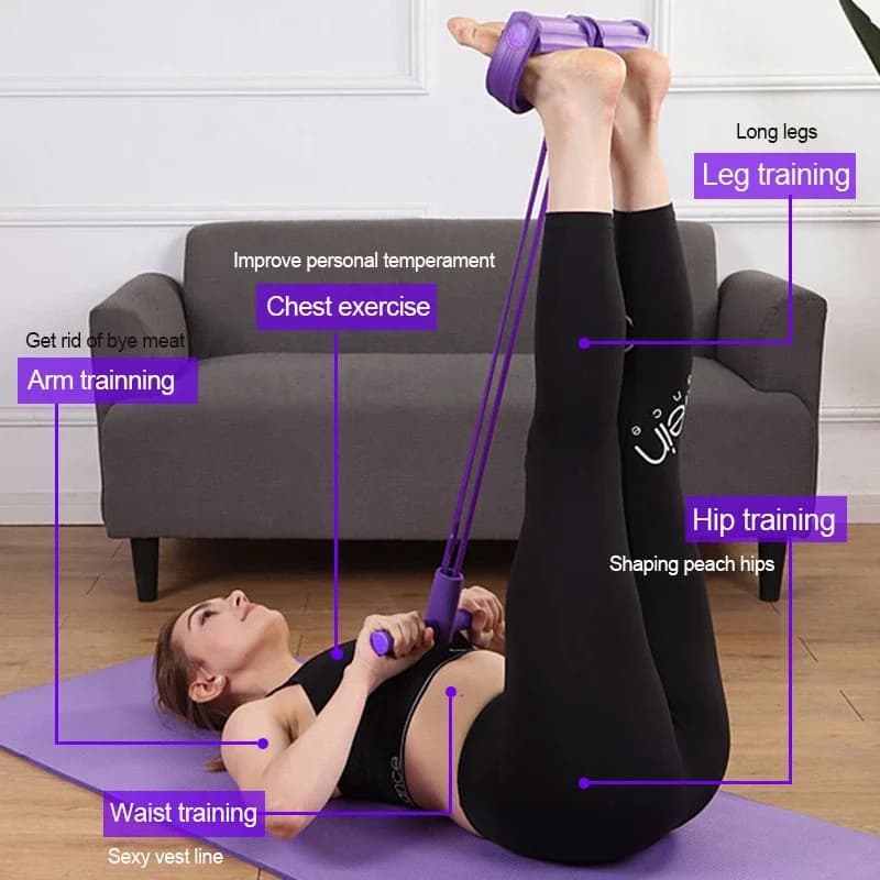 Multifunction Tension Rope 4-Tube Elastic Yoga Pedal Puller Resistance Band Tension Rope for Leg Stretching Slimming Training - 4
