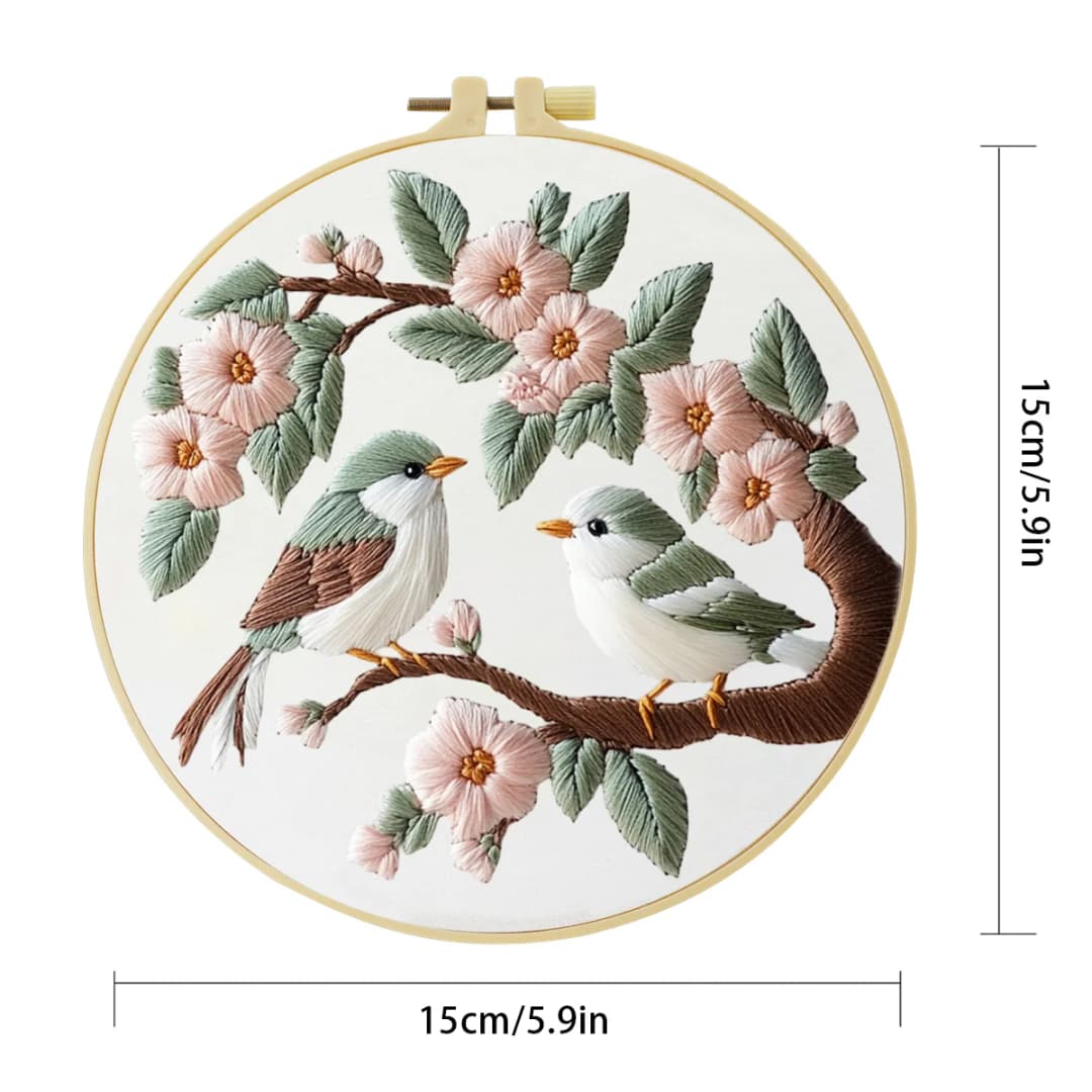 1pc 20X20CM/15X15CM 7.87/6.3inch Embroidery Starter Kit DIY kit Home Decor，Flowers and birds，Embroidery kit - 5
