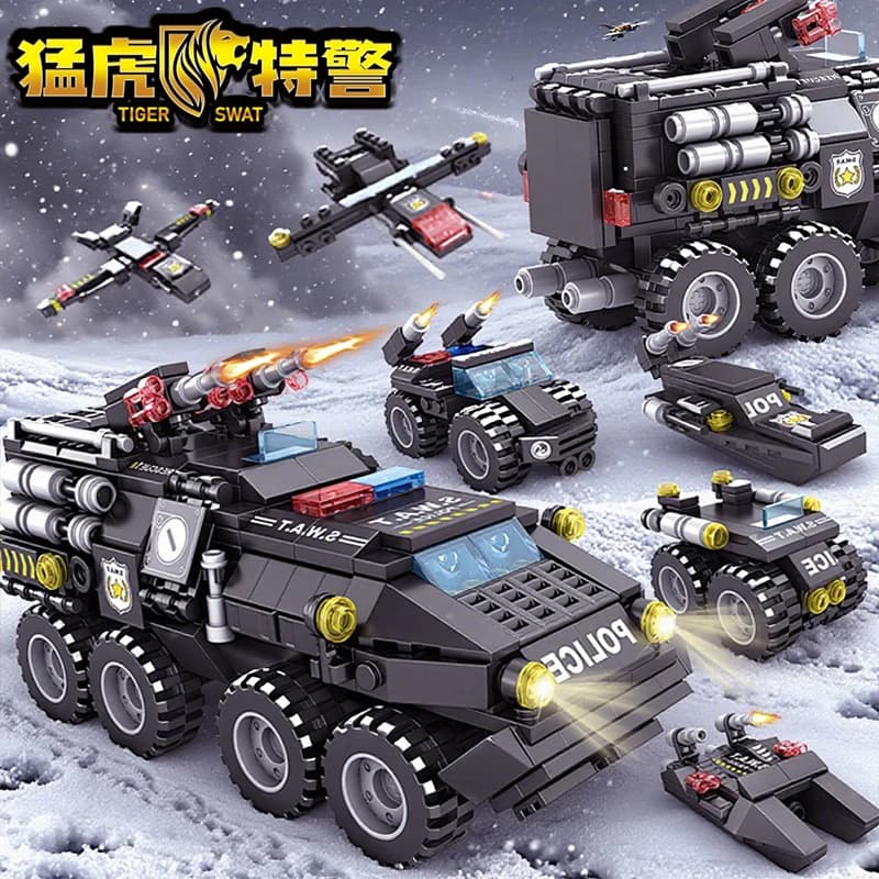 Urban SWAT Armored Vehicle Building Blocks Military Tank Police Car Construction Set Boys DIY Toys Christmas Birthday Gift - 4
