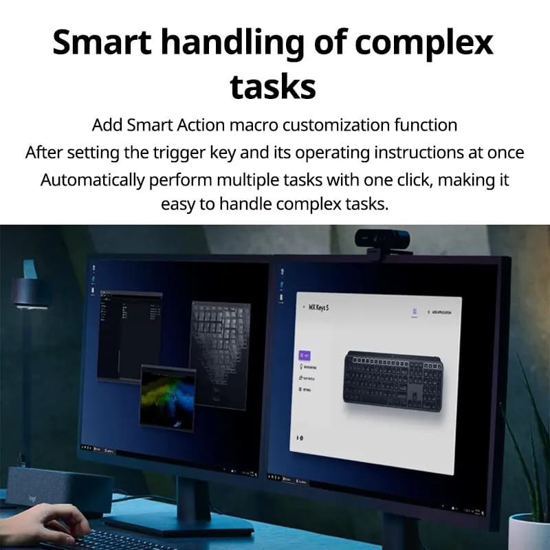 لوحة مفاتيح Logitech MX Keys S جديدة، لاسلكية، بلوتوث، اتصال متعدد الأجهزة، إضاءة خلفية، رقيقة ومحمولة - 4