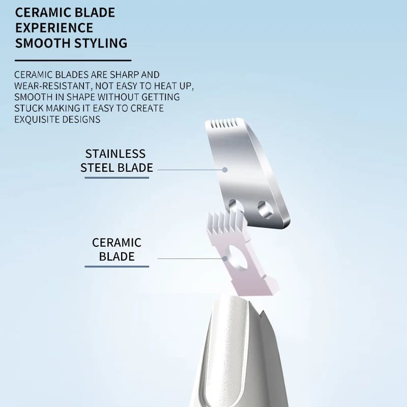 مشذب كهربائي للحيوانات الأليفة مع إضاءة LED مقاوم للماء لتشذيب شعر القدمين للحيوانات الأليفة بضوضاء منخفضة لوجه وقدم وأذن ومخالب القطط والكلاب - 3