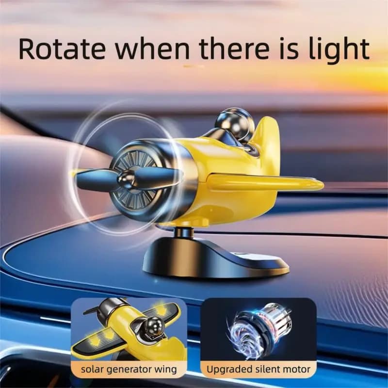 زخرفة لوحة قيادة السيارة الدوارة بالطاقة الشمسية 360 درجة، ديكور داخلي للسيارة مع دوران تلقائي - 2