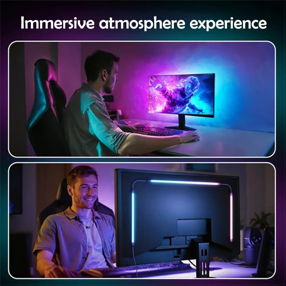 RGB Game Ambient Sync LED Light Strip Computer Monitor Display Backlight DIY Color Pickup Light Smart Gaming Room Decor - 4