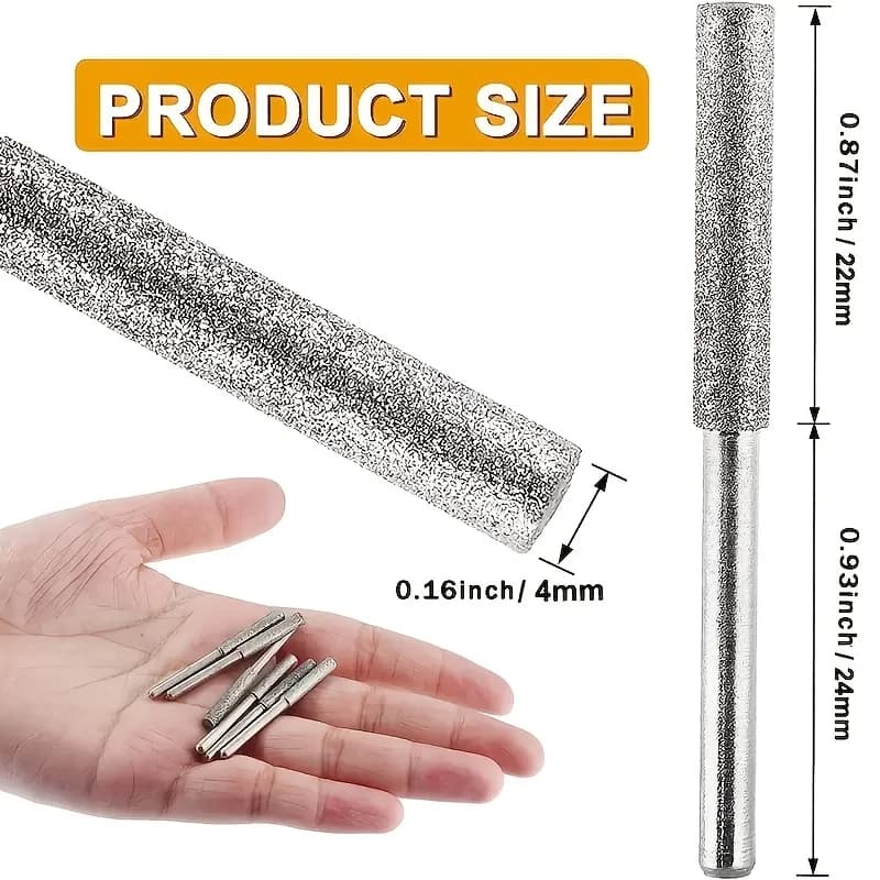 10-Piece Diamond Chainsaw Sharpener Set, Titanium-Coated Corundum Grinding Bits, Rotary Tool Burr Stone Files Suitable for Chainsaws, Jade, Glass, Metal, Wood Sharpening - - 2