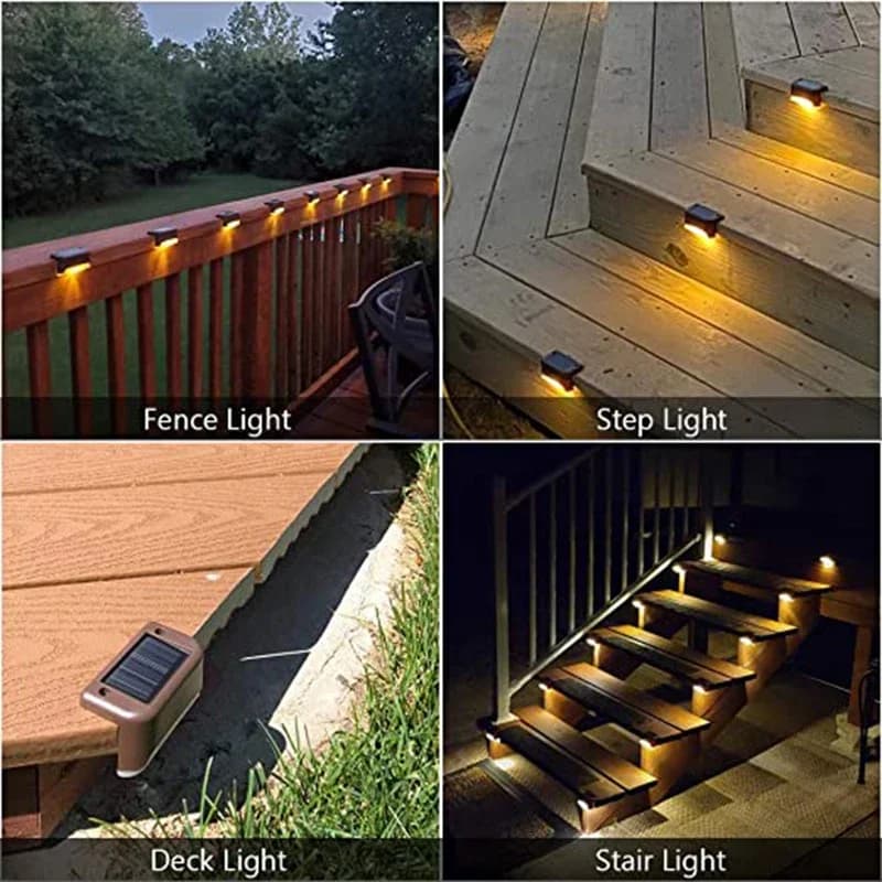 Warm White LED Solar Step Lamp Path Stair Outdoor Garden Lights Waterproof Balcony Light Decoration for Patio Stair Fence Light - 5