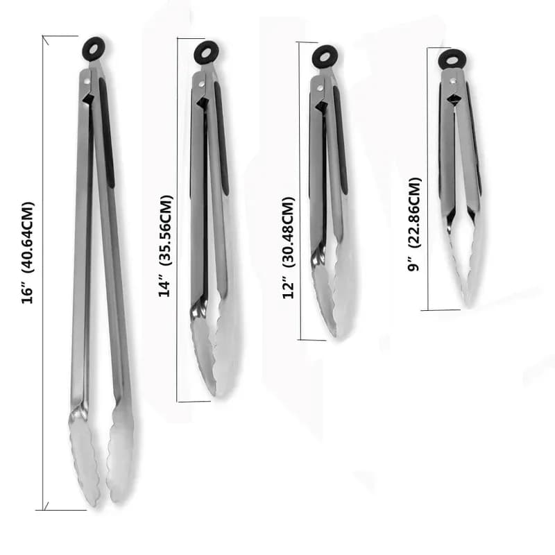 1Pcs BBQ Grill Tongs Salad Steak Spaghetti Candy Charcoal Meat Stainless Steel Camping Barbecue Kitchen Frying Food Clips Clamp - 5