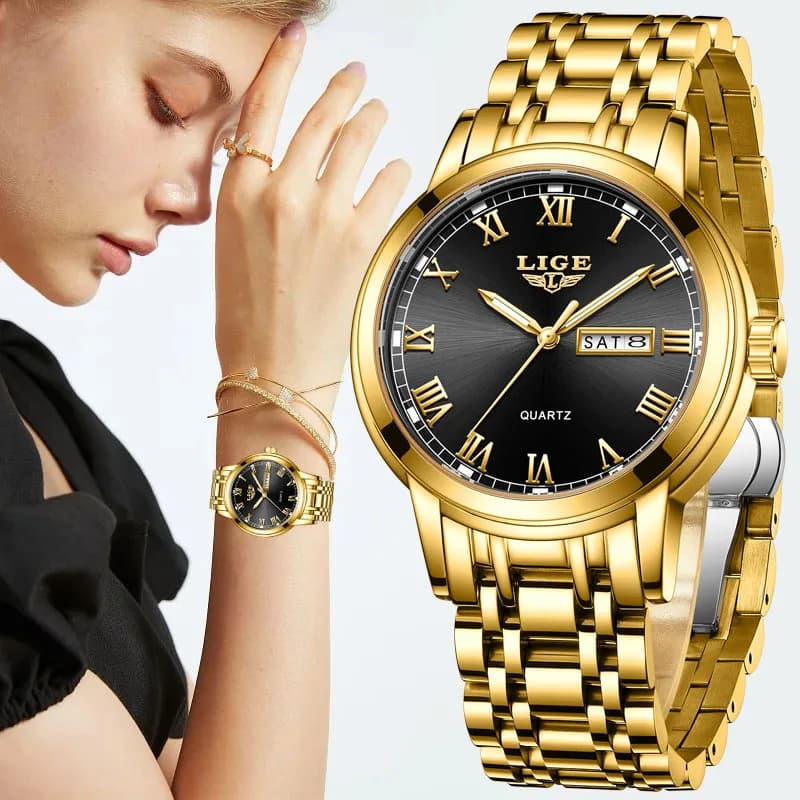 ساعة LIGE الموضة المضادة للماء للنساء ساعات أساور نسائية إبداعية ماركة فاخرة ساعة كرونوغراف كوارتز رياضية ريلوجيو فيمينينو