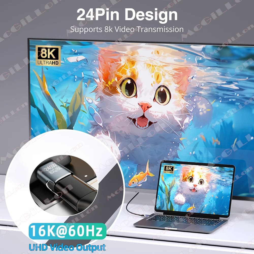 240W USB4.0 80Gbps Thunderbolt5 Magnetic Type-C OTG USB C To USB-C Fast Charge Magnet Converter Cable 8K@60Hz USB Type C Adapter - 4