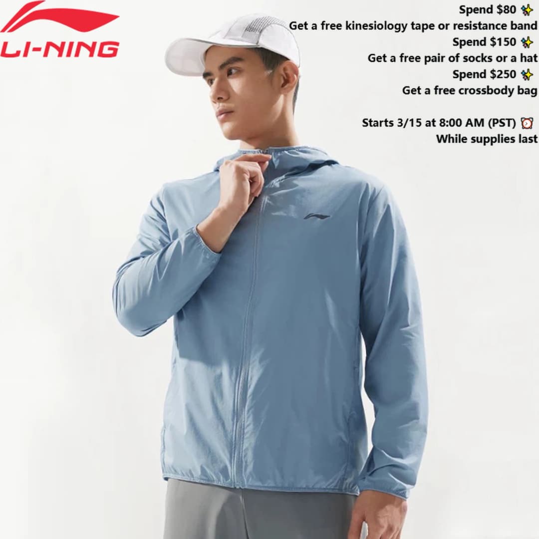 Li-Ning Men's Training Windbreaker AT DRY FREEZE Polyamide Regular Fit AT PROOF SMART LiNing Comfortable Sports Coats AFDV261