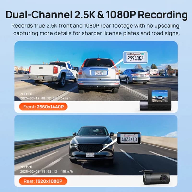 70mai كاميرا سيارة A410 بدقة 3K HDR دعم ADAS GPS مدمج تسجيل دائري مراقبة انتظار 24 ساعة تحكم سهل عبر التطبيق - 2