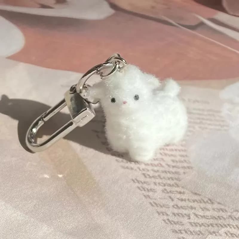 Fluffy Alpaca Elk Capybara Animal Keychains Resin Cartoon Lovely Funny Garlic Goose 3D Doll Pendant Bag Box Car Key Ring Jewelry - 5